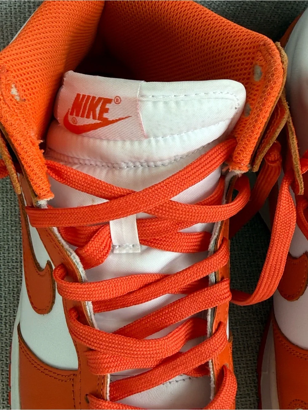 Nike High-Top Athletic Sneakers in Orange and White